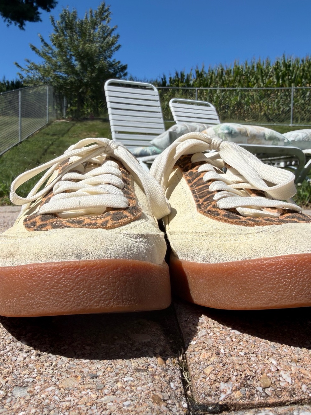 Women’s Low-Top Sneakers in Cream with Leopard Accent